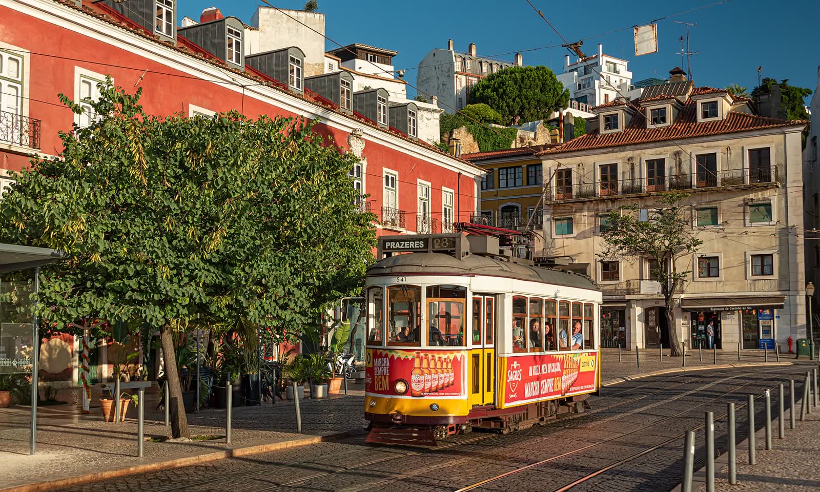 Tram in Lisbon square